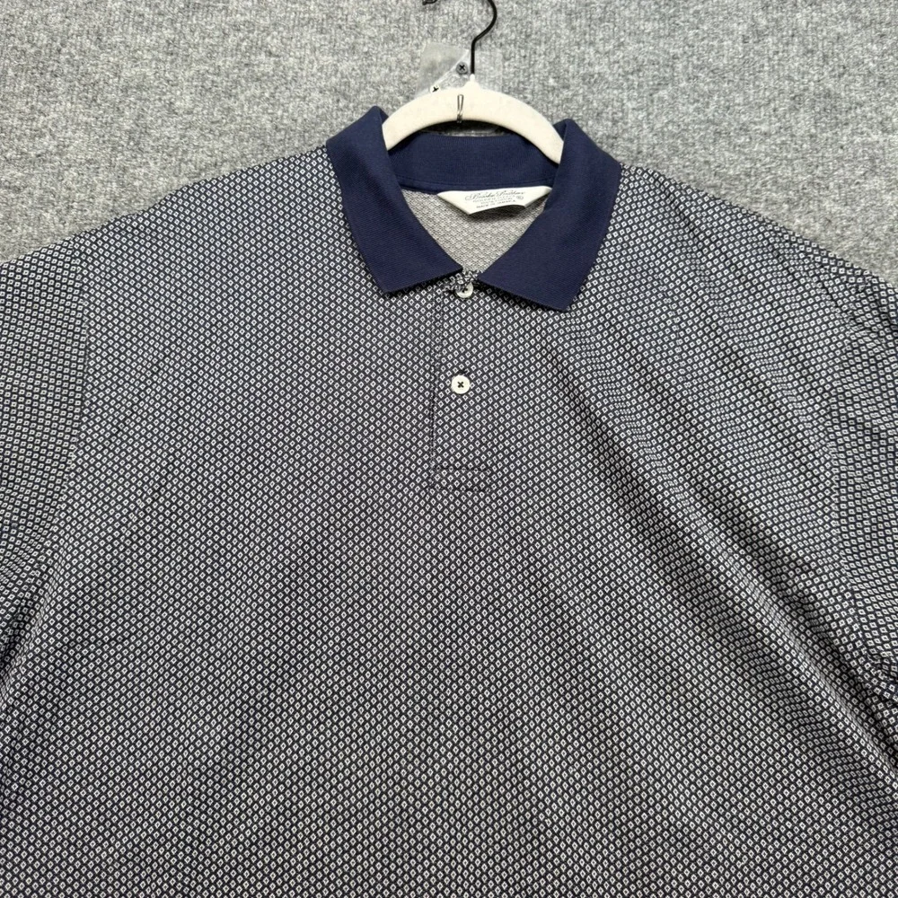 Brooks Brothers Polo Shirt Mens XL Blue Geometric Golden Fleece Diamond‎ Cotton